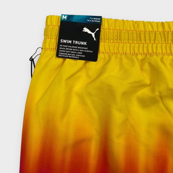 $60 Puma Swim Board Shorts Mens Medium Tie Dye 7" Colorful Lava Above Knee 2023 - Picture 9 of 14